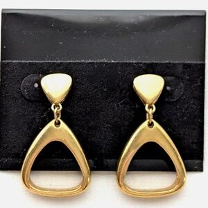 Vintage Trifari Gold toned Triangle Earrings